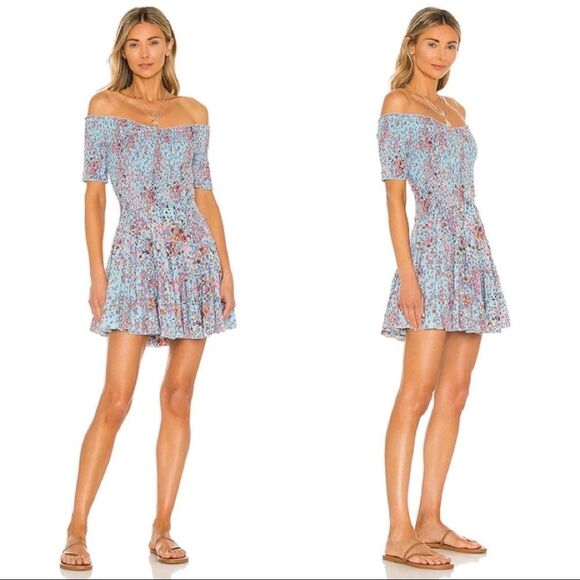 Poupette St Barth Mini Dress Soledad Dress - Green Murrina Size L - Picture 7 of 12